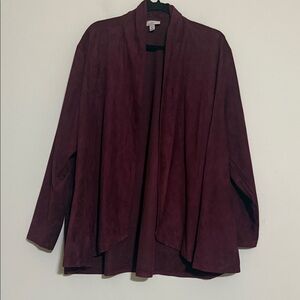 Established 1962 Elegant Burgundy Women 3X Jacket open cardigan vegan suede soft